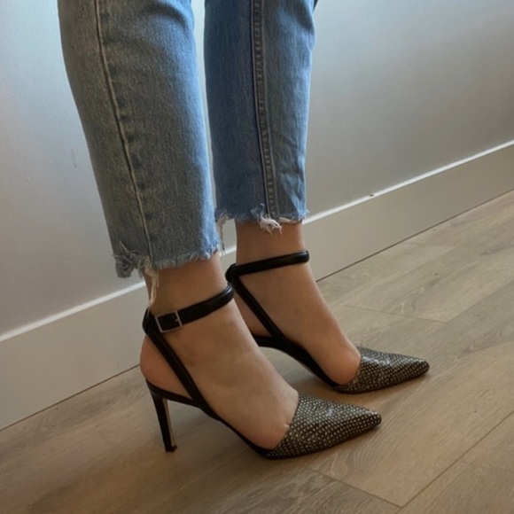 LORD & TAYLOR 424 FIFTH Pointed Toe strappy Heels Leather Women’s size 10 - Picture 2 of 16